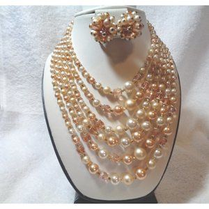 Elegant Multi 6 Strand Necklace set